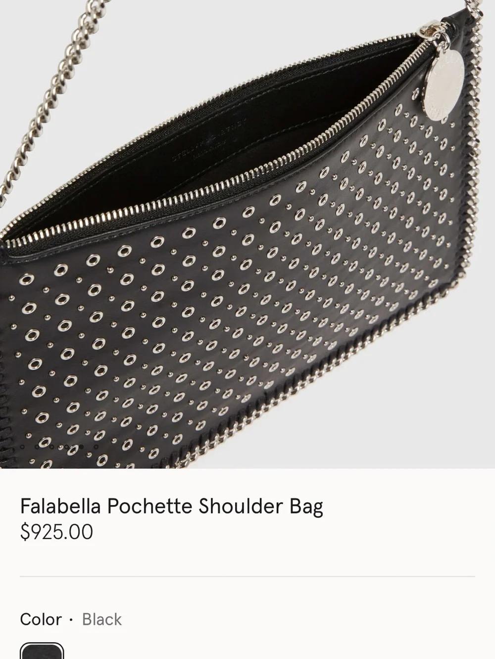 Stella McCartney Black Eyelet-Stud Chain Clutch
